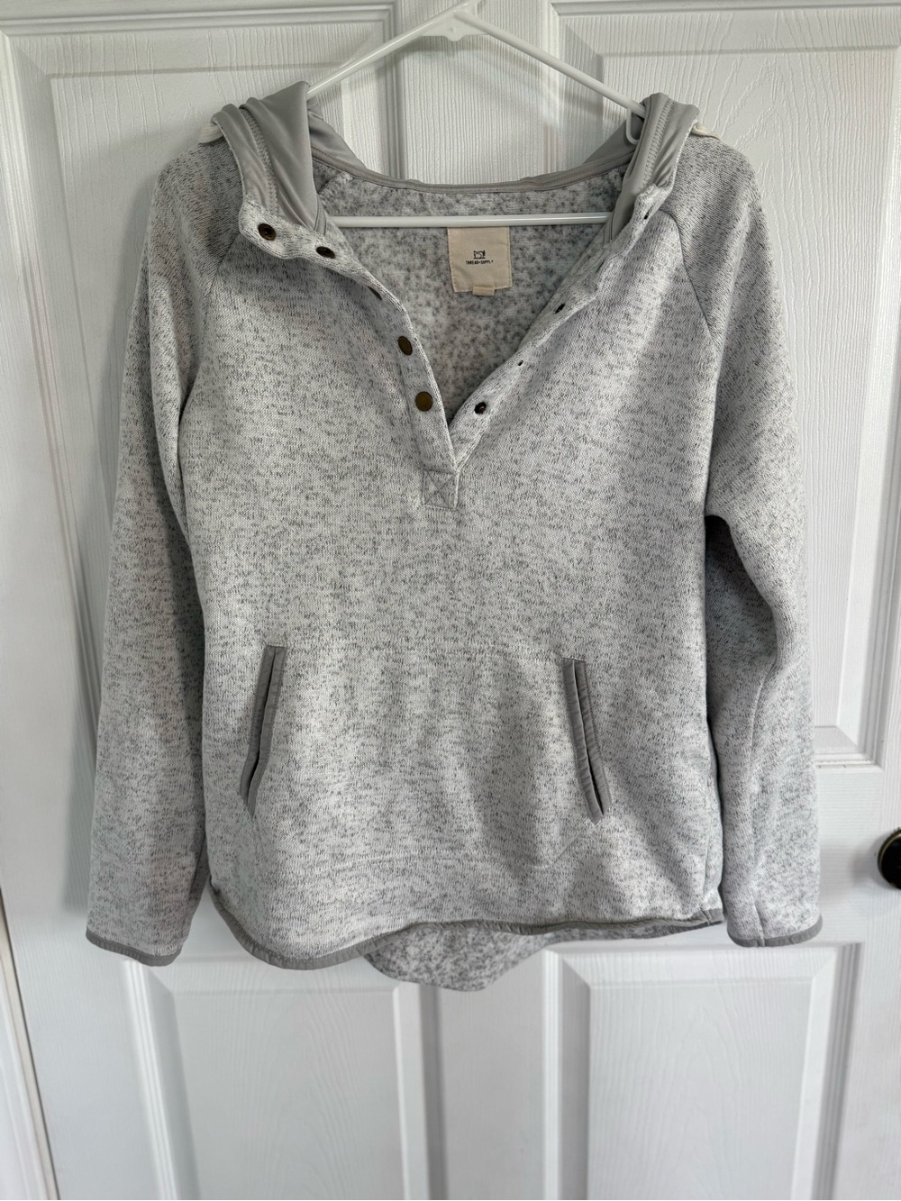 Thread & Supply Large Hoodie Heather Gray Cozy Snap Pullover Fall Comfy
